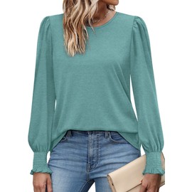 Womens Shirts Dressy Casual Long Sleeve Fall Outfits for Women 2025 Work Tops Womens Business Casual Clothing Greyblue M