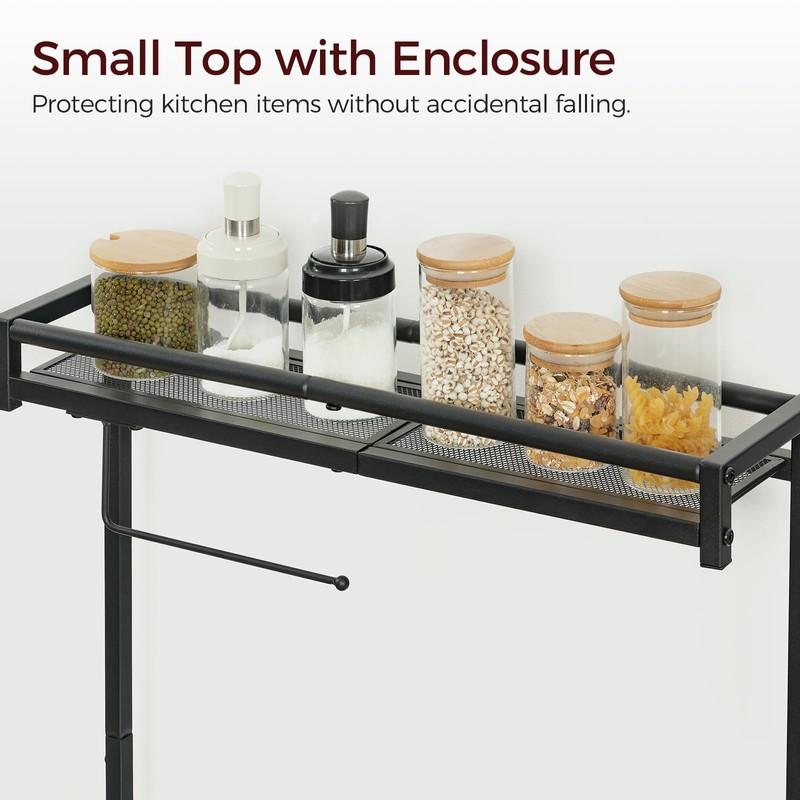 MAHANCRIS Bakers Rack with Storage, Microwave Stand with Paper Holder,