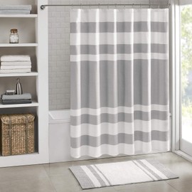 Madison Park MP70-1484 Spa Waffle Shower Curtain 72x72 Grey,72x72