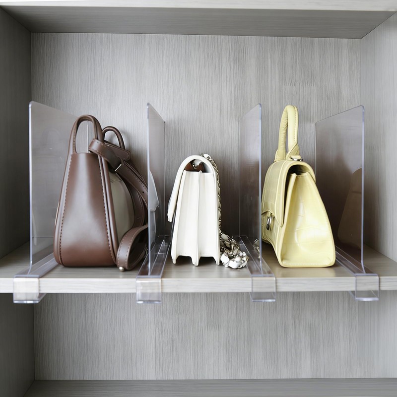 6 Pack Shelf Divider for Closet Acrylic, Clear Purse Organizer