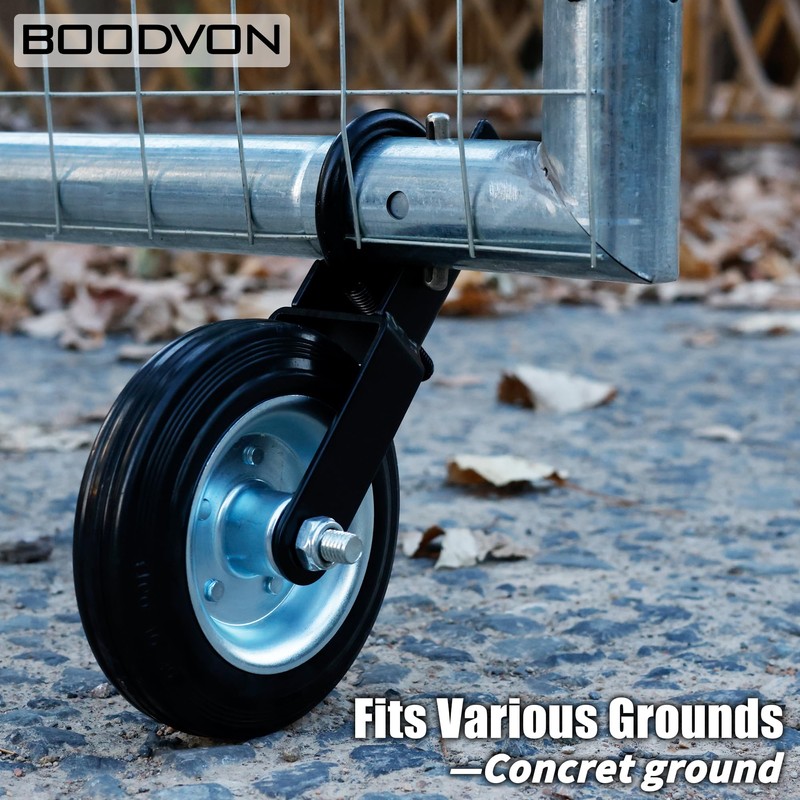BOODVON Gate Wheel Gate Caster Kit with 1-5/8" Thru 2"