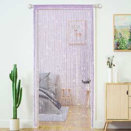 String Curtains for Doorways Glitter Beaded Curtains Door Sparkle Beads Curtain Open Closet Laundry Hanging Hippie Glisten Beads Window Girls Panel (Purple, 39"×79" in)