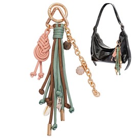 FengFaer Purse Charms, Boho Bag Charms for Handbags, Purse Keychain, Bag Charm Chain,keychains for women, Green, 7.09in