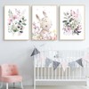 Children's Room Pictures, Set of 3, Rabbit and Leaf Flower