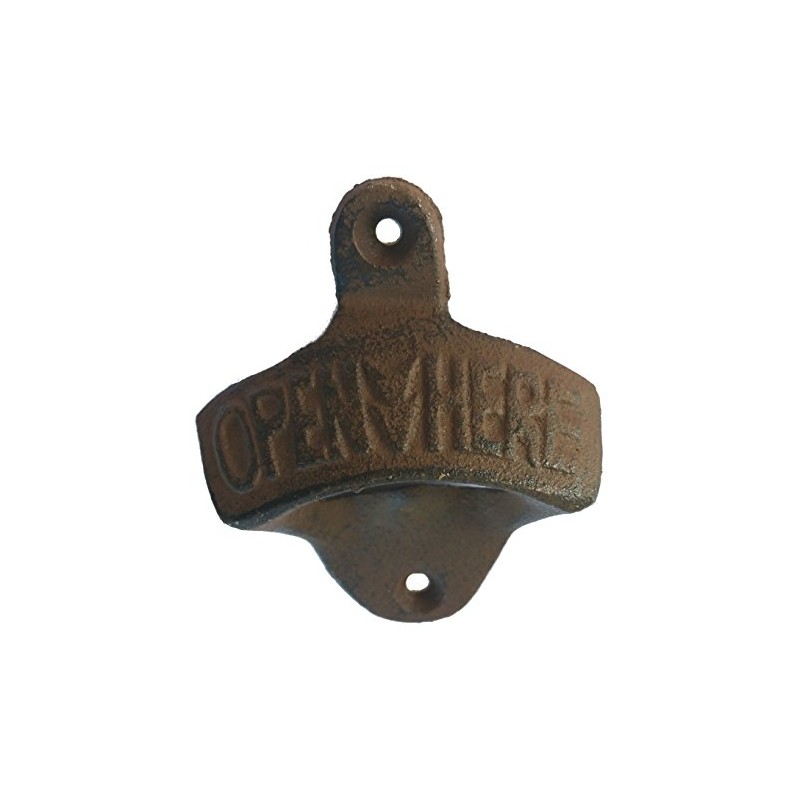 Rustic Farmhouse Wrought Iron Vintage Wall Mounted Beer Bottle Opener,