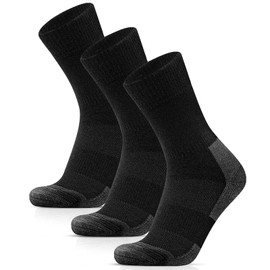HIYATO Merino Wandersocken Herren & Damen 3 Paar - Gepolstert, 60% Merinowolle Thermosocken, Wintersocken - für Trekking, Outdoor und Sport (43-46, 3 Paar | Schwarz)