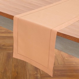Solino Home Camino de Mesa de Lino y algodón 120 PulgadasPeach Bloom Camino de Mesa de Comedor 14 x 120 Pulgadas Ideal para Bodas, Fiestas - Cotton Linen Hemstitch