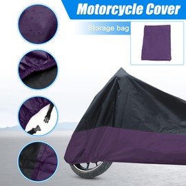 uxcell Motorcycle Cover Waterproof Outdoor Motorbike Rain Cover for Harley Road King Electra Glide Street Glide Tourings 190T XXXL Black Purple