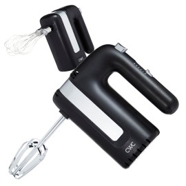 COOK WITH COLOR Handheld Mixers: Whip up Deliciousness! Beaters & Whisk Attachments. Lightweight & Labeled, 150w 5 Speed, Black