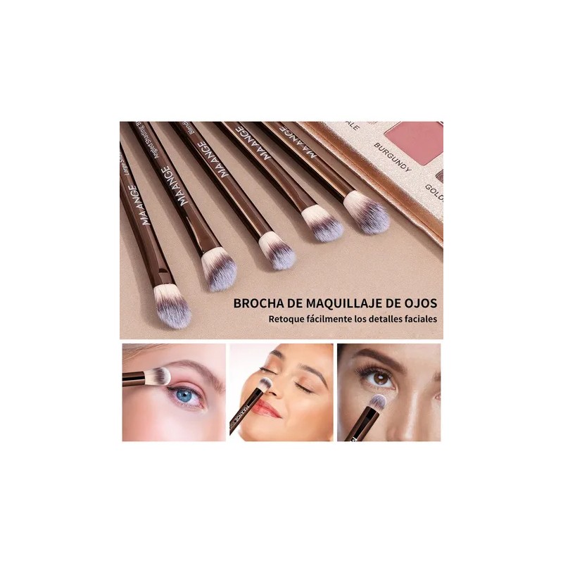 20 Brochas Maquillaje Profesional Con Estuche Alta Calidad Color Marrón
