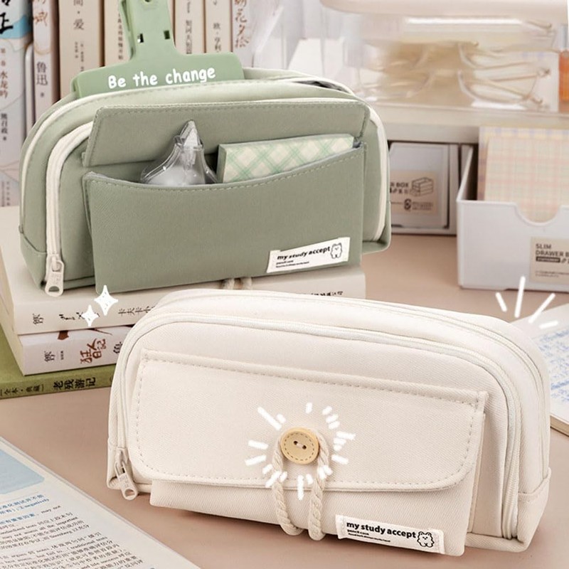 Nannlia Pencil Case, Korean, Stylish, Pencil Case, Large Capacity, Simple,