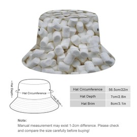 Anydia Marshmallows Bucket Hat Unisex Fisherman Hats Summer Sun Cap Outdoor Travel Beach for Women and Men