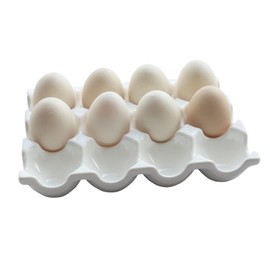 Bealuffe Ceramic Egg Holder, 12 Cups Egg Tray with Non-Slip Base, Porcelain Container for Storing a Dozen Eggs for Fridge and Countertop