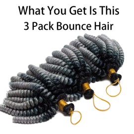 Jumpy Wand Curly Crochet Hair Jamaican Bounce Hair 6 Inch Braids Twist Hair Jamaican Bounce Short Curly Crochet Braids Hair Extension Synthetic For Black Women (6"curly,black to silver grey)