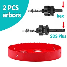 10.4 inch / 265mm Hole Saw with 1 pc SDS Plus Arbor and 1 pc Hex Shank Arbor,HSS Bi-Metal Hole Drilling Cutter for Wood Boards Plastic and Thin Metal (10.4 inch / 265mm)