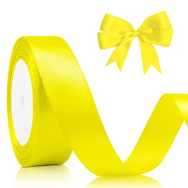 SereneGlow Yellow Satin Ribbon 1 Inch 25 Yards for Gift Wrapping, Bouquets, Crafts & Holidays