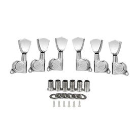 Guitar 3 per side Locking Tuners 18:1 Locking Tuning Keys Guitar Tuning Machine Heads with Keystone Buttons for LP/Les Paul/SG/ES or Acoustic Guitars Chrome