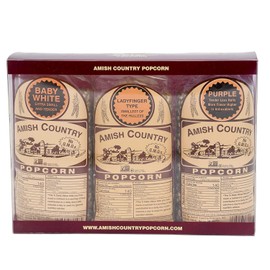 Amish Country Popcorn | Variety Bundles - 3 (1 Lb Bags - Baby White, Ladyfinger, Purple Kernels) | Old Fashioned with Recipe Guide