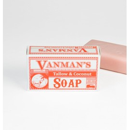 VanMan Beef Tallow and Coconut Oil Bar Soap – Pure Grass-Fed Beef Tallow Soap with Coconut Oil & Kaolin Clay, Subtle Grapefruit Scent, Hydrating & Nourishing, Clean Ingredients, 3.8oz