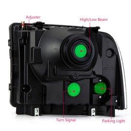 CHEDA Headlights Assembly Replacement for 2005-2007 Ford F250 F350 F450 F550 Super Duty/2005 Excursion Chrome Housing Clear Lens Lamp (White cover white frame orange reflector)