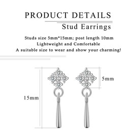 Stud Earrings for Women, Small Drop Stud Earrings Huggie Cubic Zirconia Studs Cartilage Helix Earrings Jewellery for Anniversary Christmas
