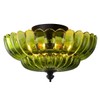 ANYLOVE Modern 12Inch Green Flower Glass Semi Flush Mount Ceiling