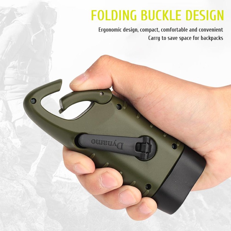 Solar Powered Hand Crank Flashlight Rechargeable Emergency LED Light Lamp