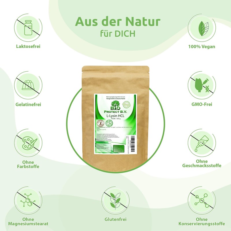 Bio Protect BV L-Lysine Powder 500 g without Additives 100%