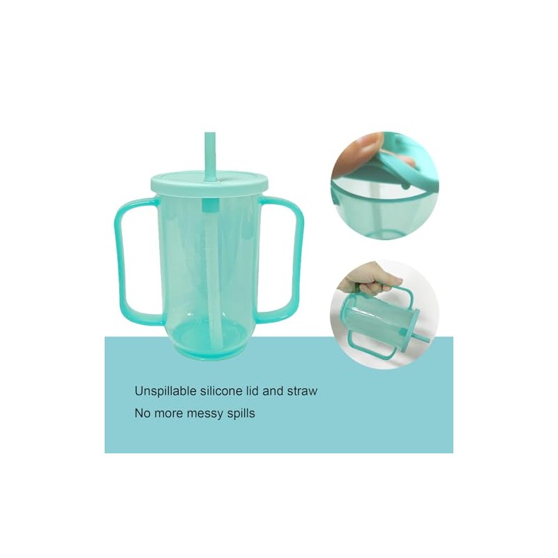 2 Pack Adult Sippy Cups for Elderly 12oz No Spill