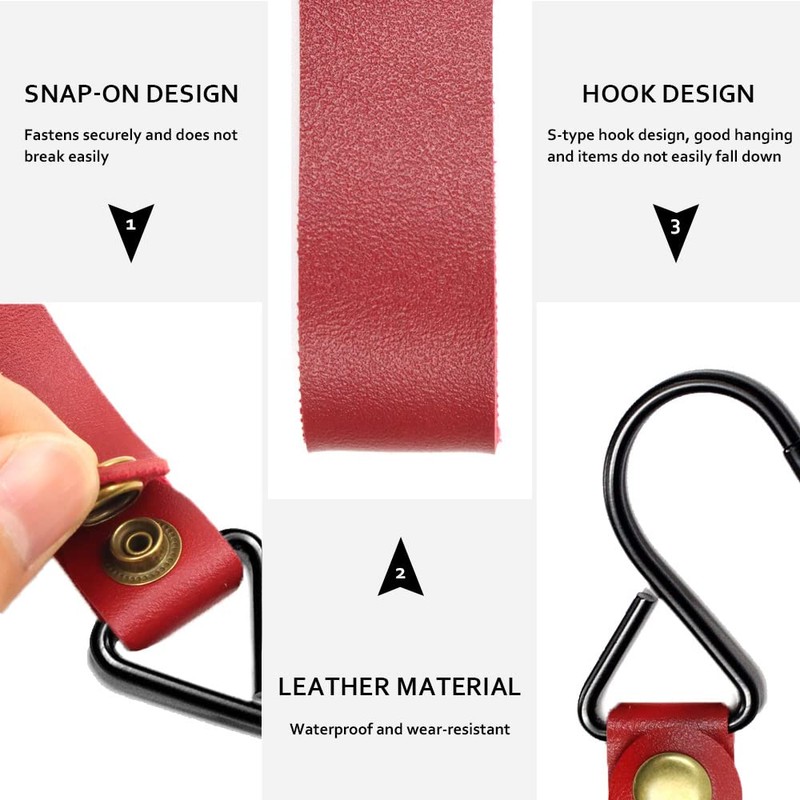 Modixun 8 Pieces Leather S Hooks, Metal S Shaped Hanging