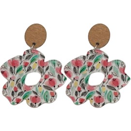 Bohemian Acrylic Hollow Daisy Flower Hoop Lightweight Drop Dangle Resin Colorful Floral Earrings Y2k Cute Sweet 70s 80s Retro Party Summer Beach Jewelry for Women-2