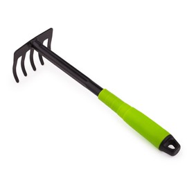 Mivos Small Steel Flower Rake with 5 Teeth - Hand Gardening Rake for Garden Balcony Vegetable Garden - Ergonomic Handle - Working Width 85 mm