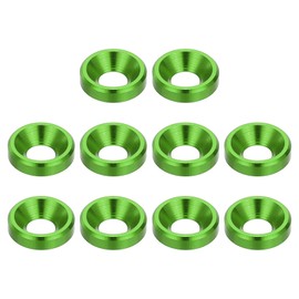 PATIKIL M3 Finishing Countersunk Washers, 10 Pack Head Washers Alloy Aluminum Screw Gaskets for Screw Bolt RC FPV PC Mechanical Accessories Parts, Light Green