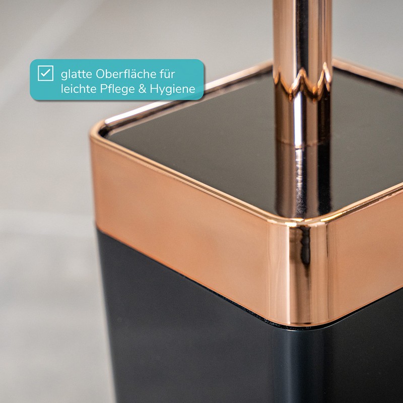bremermann Savona Toilet Brush Holder Square (Black/Rose Gold)