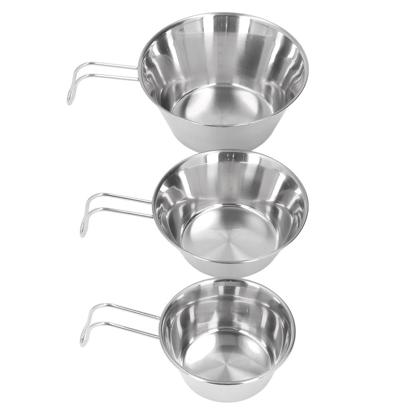 3 PCS Stainless Steel Camping Bowl Set Portable BBQ Folding