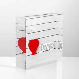 NOHSHE Acrylic Desk Decor Red Heart Shaped Love Alphabet Wooden Wall Thank You Presents for Women Valentine's Day Presents for Female Friends,Meaningful Presents for Mother,Teacher and Sister