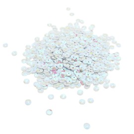 SaktopDeco Bulk White Loose Sequins 6 mm Round Cupped Iridescent Sequins Spangles for Crafts DIY Sewing Embroidery Applique, About 3800 Pieces (White)