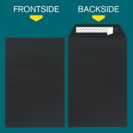 6x9 Black Envelopes Self Seal, 50/pack, Colored Envelopes Letter Size 6 x 9 inch, Open End Envelopes for Cards, Invitations, Holiday, Postcards, Gifts, 32lb Paper, Envelopes for 5x7 Cards