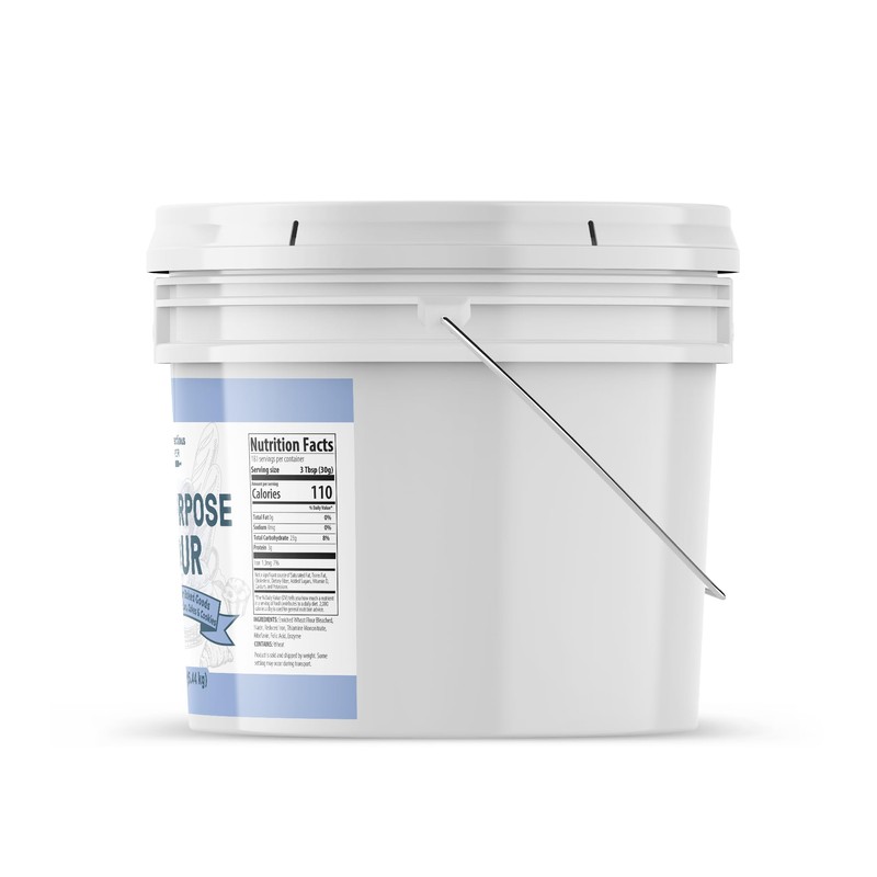 Unpretentious All Purpose Flour, 2 Gallon Bucket, Versatile Kitchen Staple,