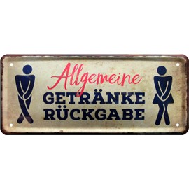 WOGEKA ART Retro Tin Sign – General Drinks Return Toilet Toilet – Funny Saying Gift Idea Birthday Christmas Decoration 28 x 12 cm Vintage Design Metal 1510