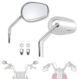 FOVPLUE Handlebar Mount Mirrors,Left & Right Side Long Stem Rearview mirrors for 1982-2024 Harley Models,for CVO Dyna Electra Glide Road Glide Road King Softail Street Glide Sportster 1200 883,Chrome