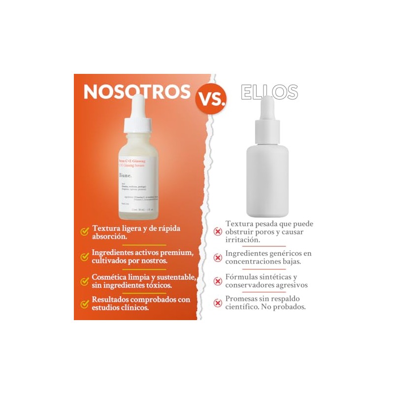 Serum de Vitamina C+E y Ginseng | Con Ácido Hialurónico