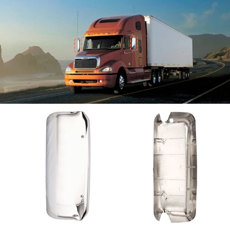 High Soar Chrome Door Mirror Covers Pair for Freightliner Columbia