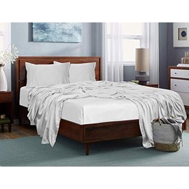 Linenwalas Fitted Sheet Queen Size White 100% Bamboo - Queen Fitted Sheet Only with Deep Pockets 16" - 100% Natural,Softest,Easy Care Bottom Sheet