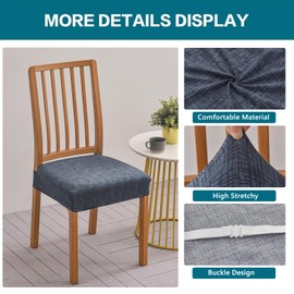 KRFOONN Stretch Dining Chair Seat Covers for Dining Room Chairs Set of 2, Printed Kitchen Chair Covers Removable Washable Chair Seat Slipcovers Chair Seat Slipcovers Protector (Rear-Covered, 03)