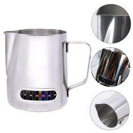 CIYODO Milk Frothing Cup with Integrated Thermometer Stainless Steel Frothing Jug for Latte Art for Home Shops Temperature Control for Creations