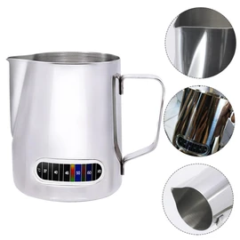 CIYODO Milk Frothing Cup with Integrated Thermometer Stainless Steel Frothing Jug for Latte Art for Home Shops Temperature Control for Creations