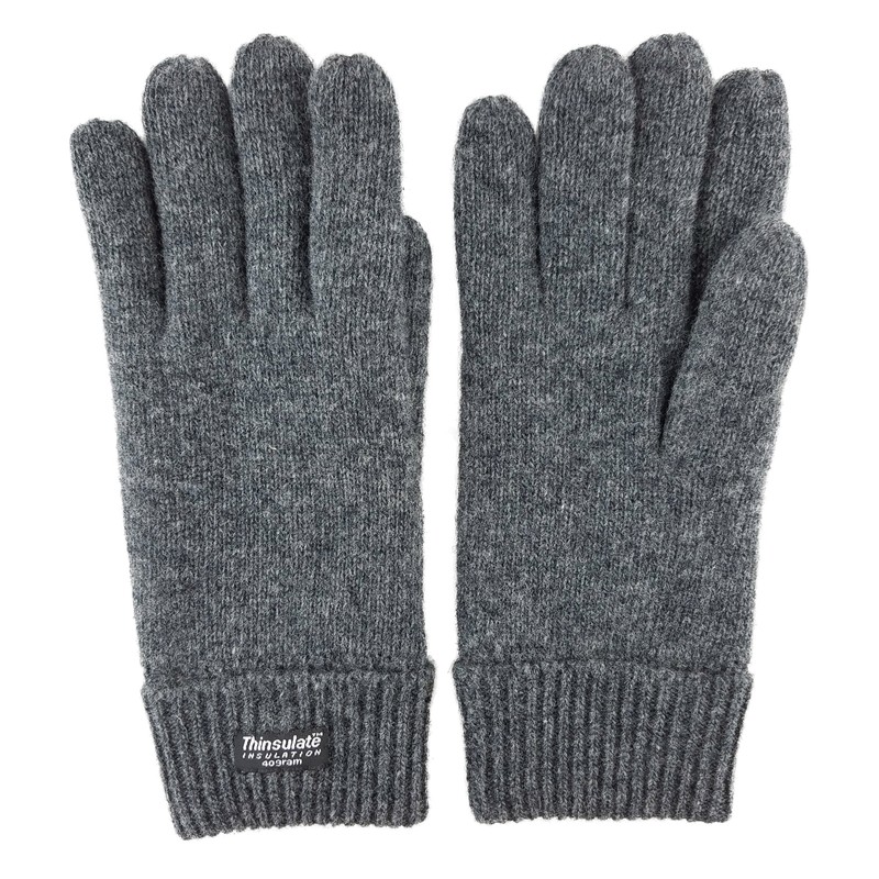 BRUCERIVER Men Pure Wool Knitted Gloves with Thinsulate Lining Size