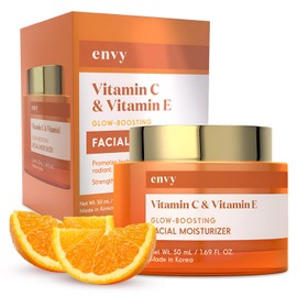 Envy Crema hidratante facial con vitamina C y vitamina E, hidratante, reduce las cicatrices del acn y las lneas finas, antienvejecimiento,...         