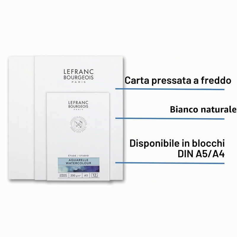 Lefranc Bourgeois Studio Carta Acquarello 200 g - Blocco A4-12